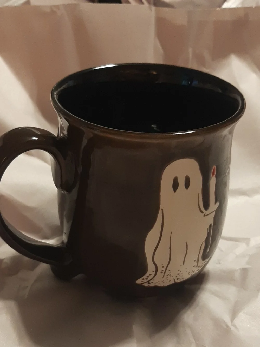 Eli & Ana Handpainted Brown Ghost Ceramic Mug - NWT